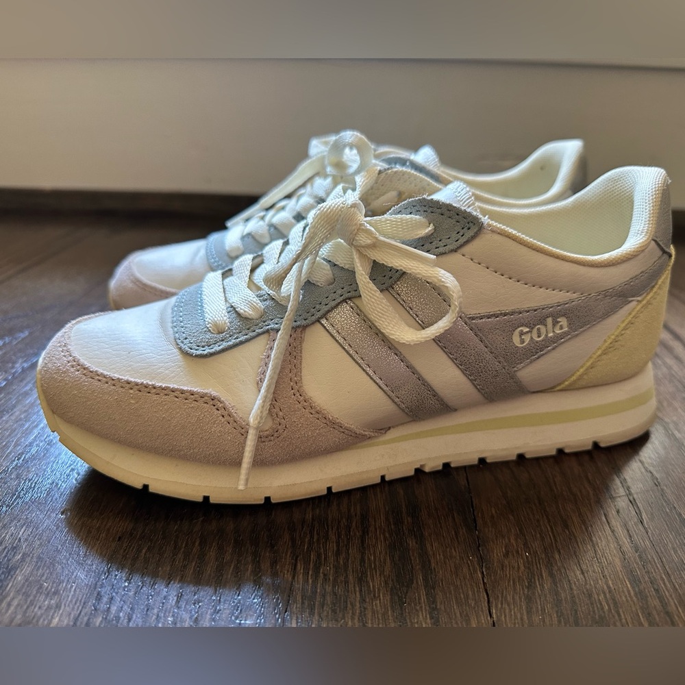 Gola Daytona Quadrant sneaker in Off-White/Blossom/Silver/Lemon in Size 6